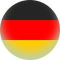 Glossy sphere featuring the black, red, and gold stripes of the German flag.