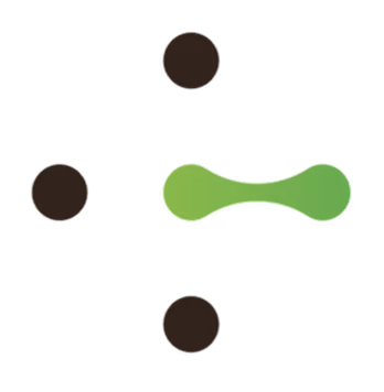 Diagram with four black circles connected by a green bar linking two right circles horizontally.