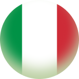 Circular image of the Italy flag with vertical green, white, and red stripes.